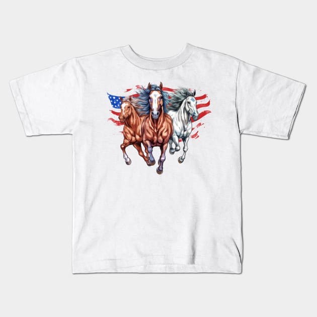 Patriot Horses #1 Kids T-Shirt by Chromatic Fusion Studio